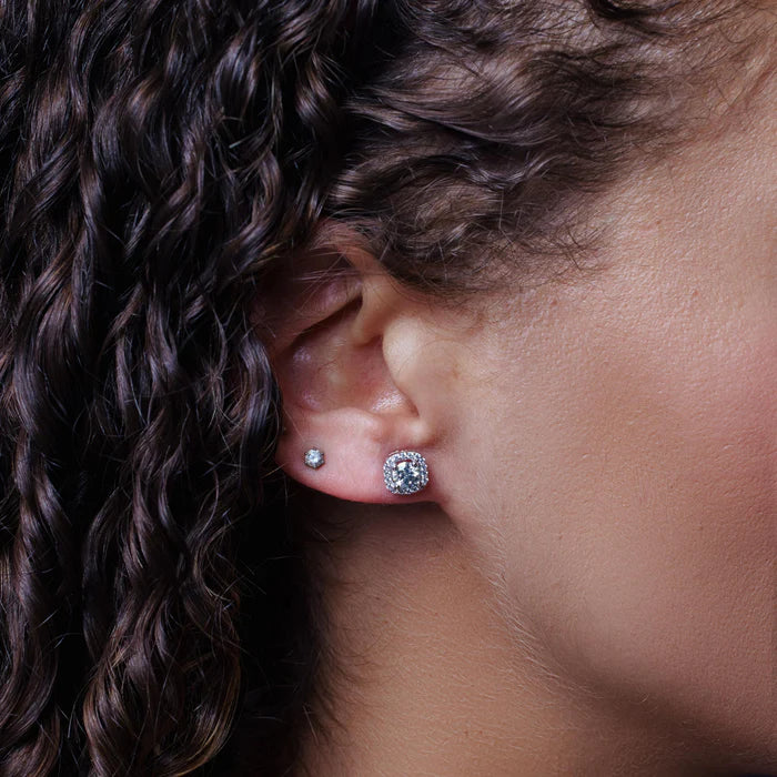 Halo Moissanite Studs