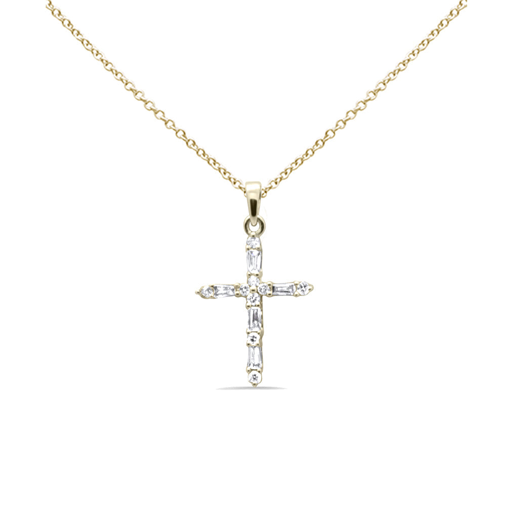 14K Baguette Diamond Cross Necklace