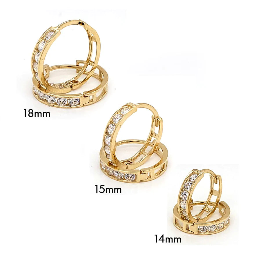 14K Huggie Hoops With Stones