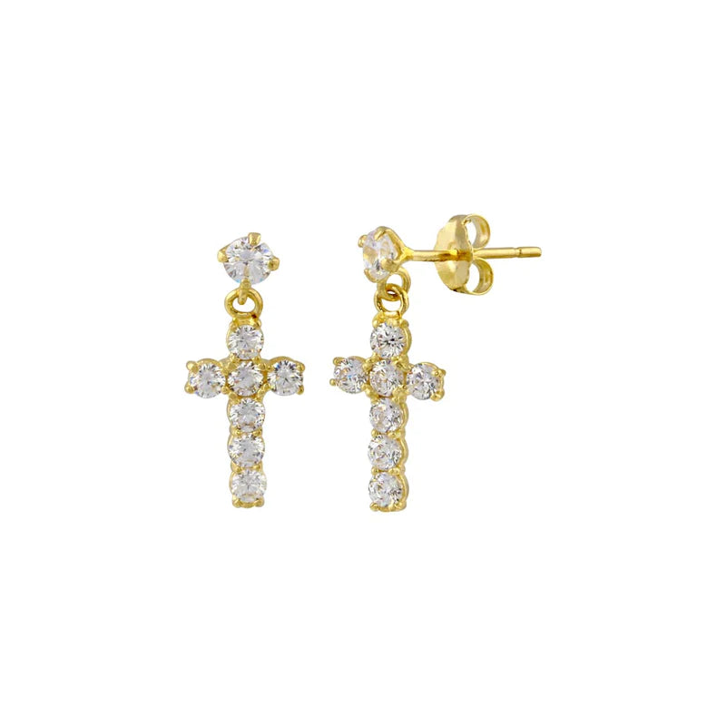 14K Gold Cross Earrings