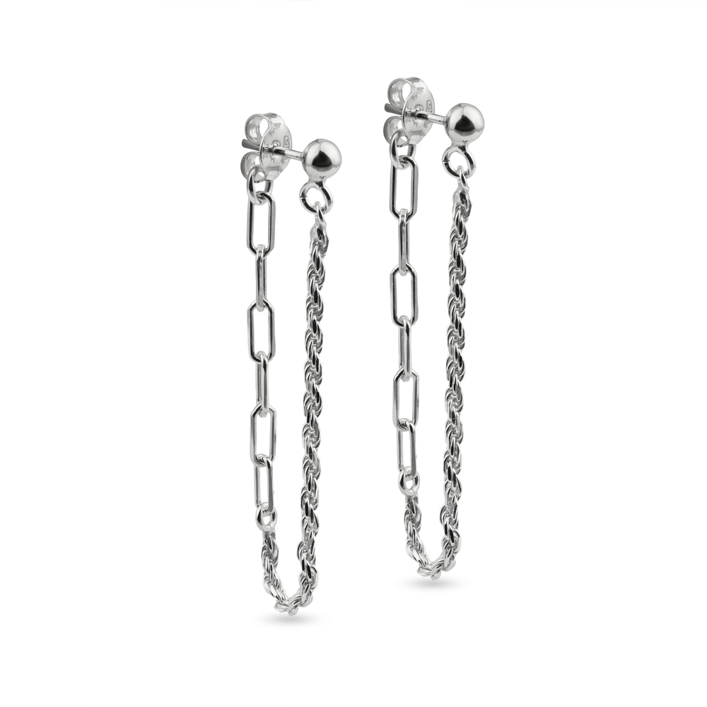 Paperclip and Rope Chain Earrings