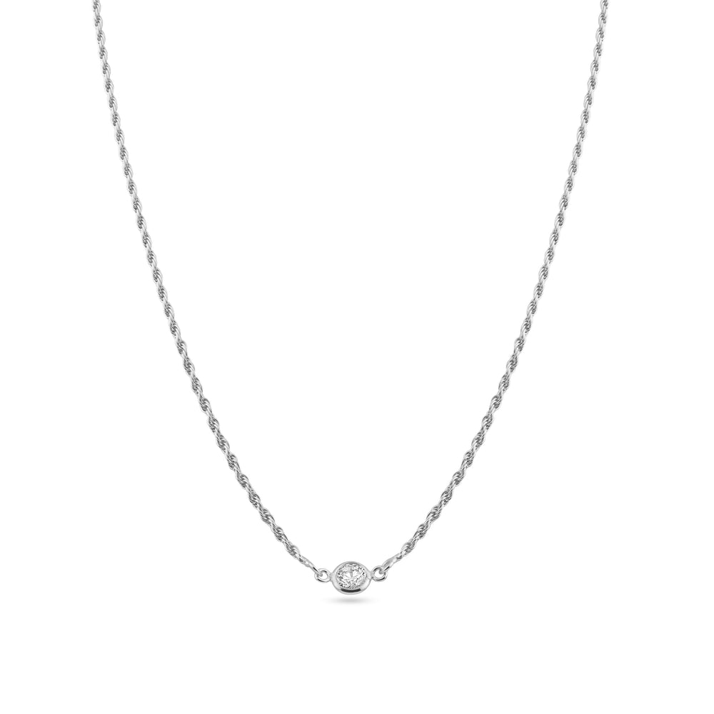 Solitaire Rope Chain Necklace