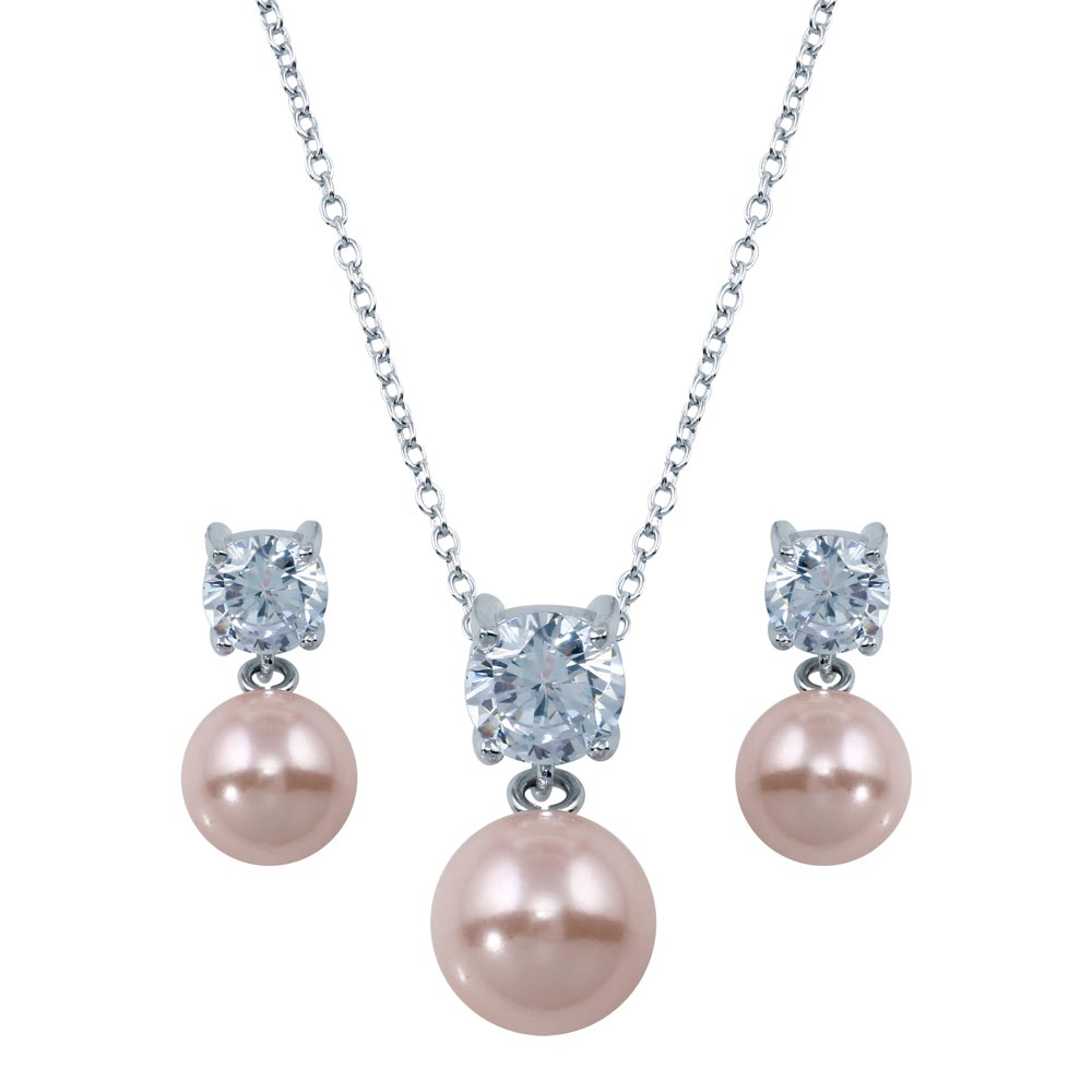 Pink Pearl Necklace Set