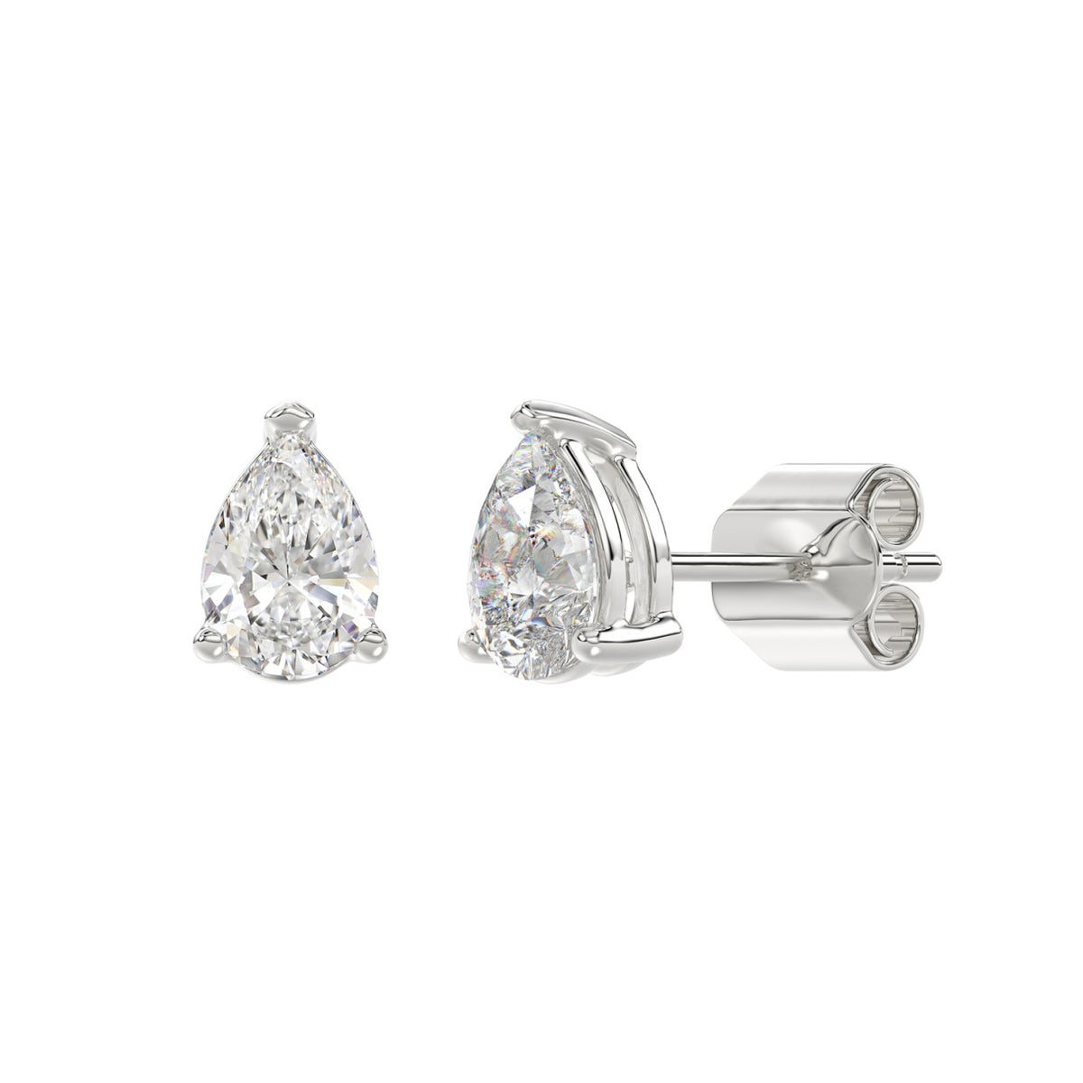14K 2 Carat Lab Diamond Pear Studs