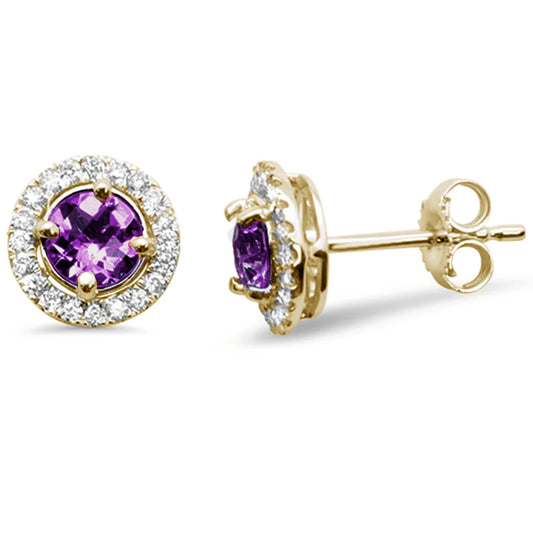 Amethyst Halo Studs