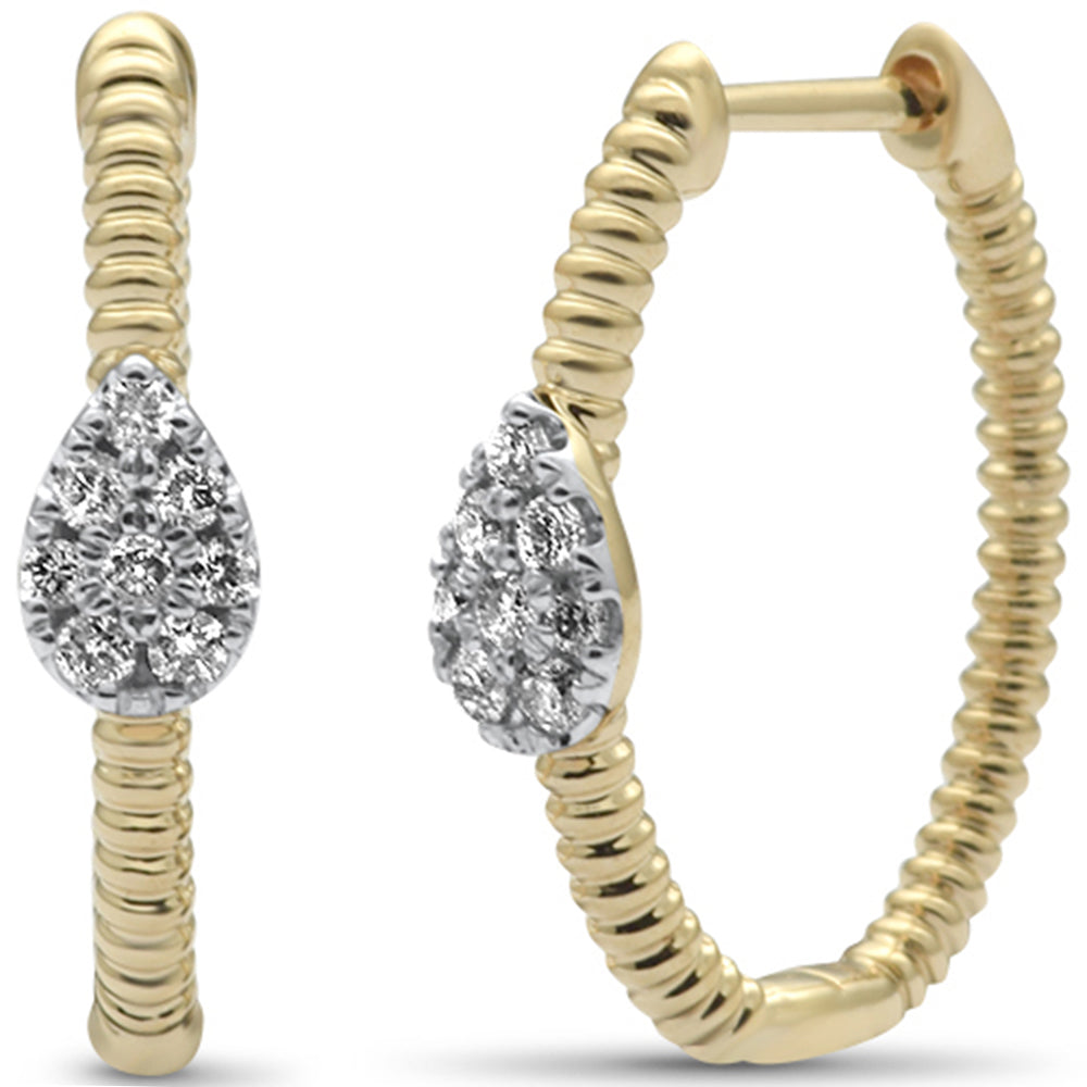 14K Elegant Twist Diamond Hoops