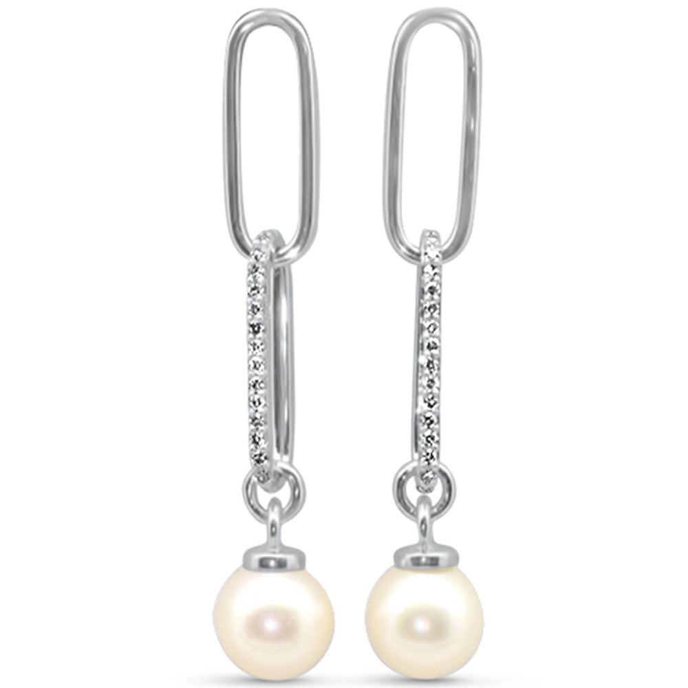 14K White Gold Pearl Earrings