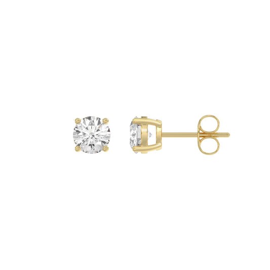 14K 1 CTW Lab Diamond Studs: 4 Prongs