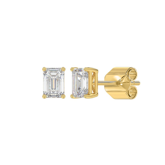 14K Emerald Cut Lab Diamond Studs