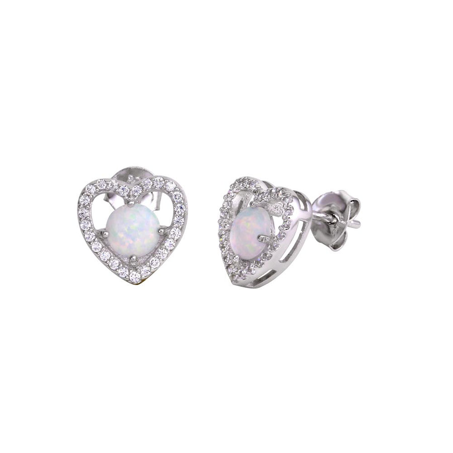 Opal Heart Earrings