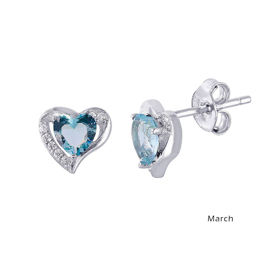 Aquamarine Heart Earrings