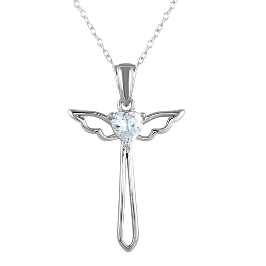 Angel Wing & Cross Necklace