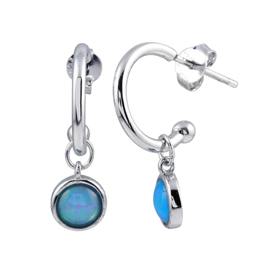 Blue Opal Huggie Hoops