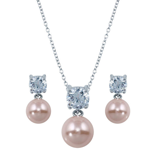 Pink Pearl Necklace Set